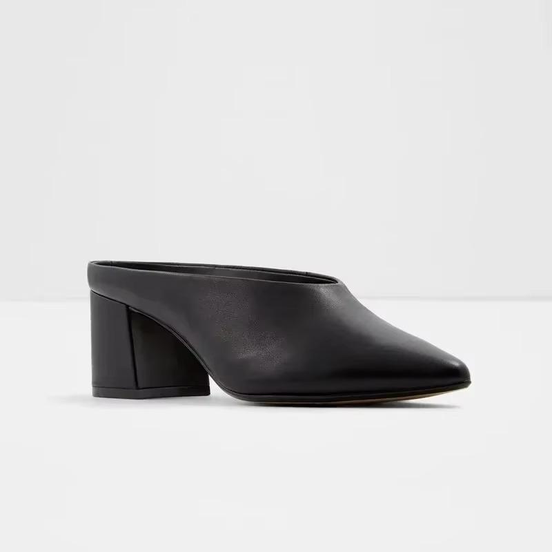 

Женские туфли-лодочки 5,5 см, сексуальные рабочие туфли на толстом высоком каблуке из матовой искусственной кожи с острым носком, сандалии с открытым носком, свадебные туфли для вечеринок 41 чёрный