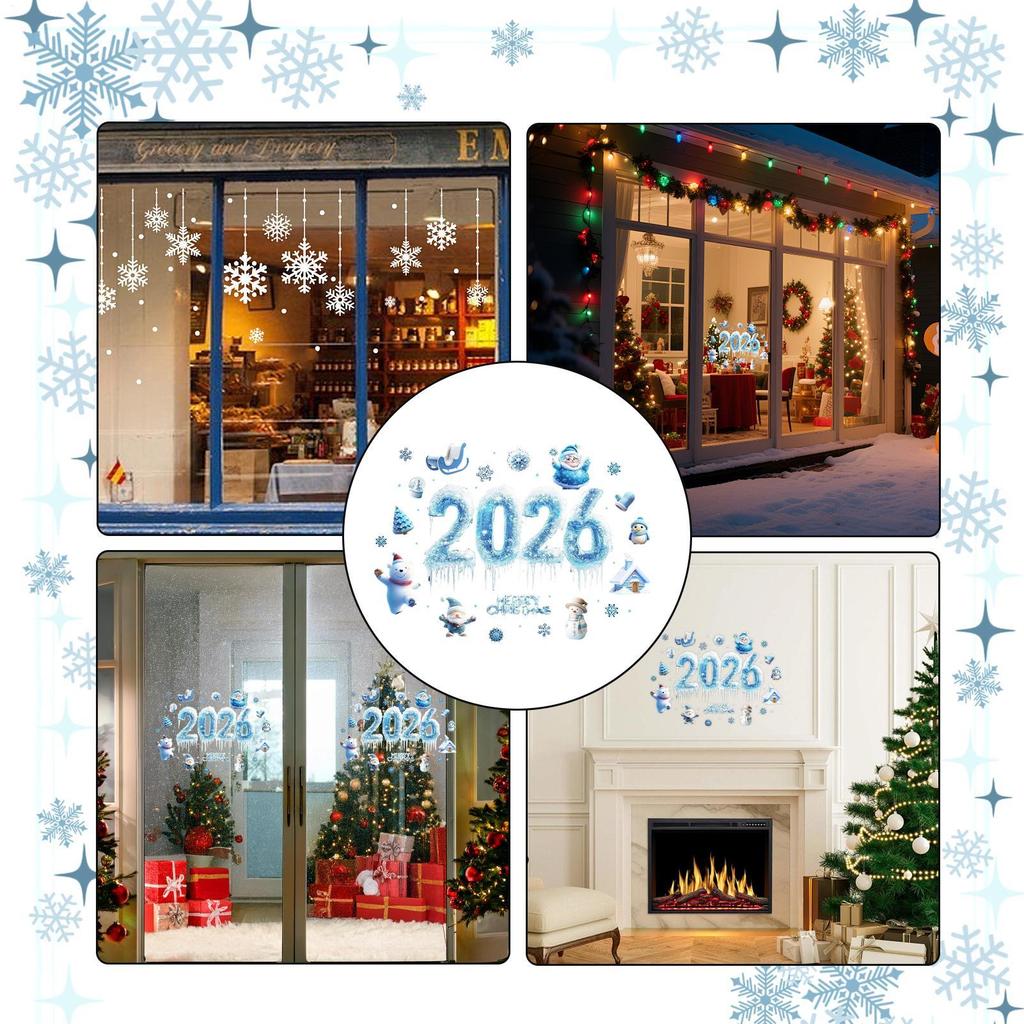 Christmas Window Clings 2026 Ice Snowflake Cute Decals Snowflake Window Stickers Christmas Decorations For Glass Mirror Door Car