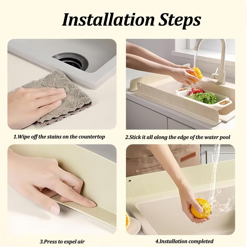 Silicone Sink Baffle Splash Guard with Suction Cup Kitchen Anti-splash Stopper Anti-water Board For Sink  Countertop Household