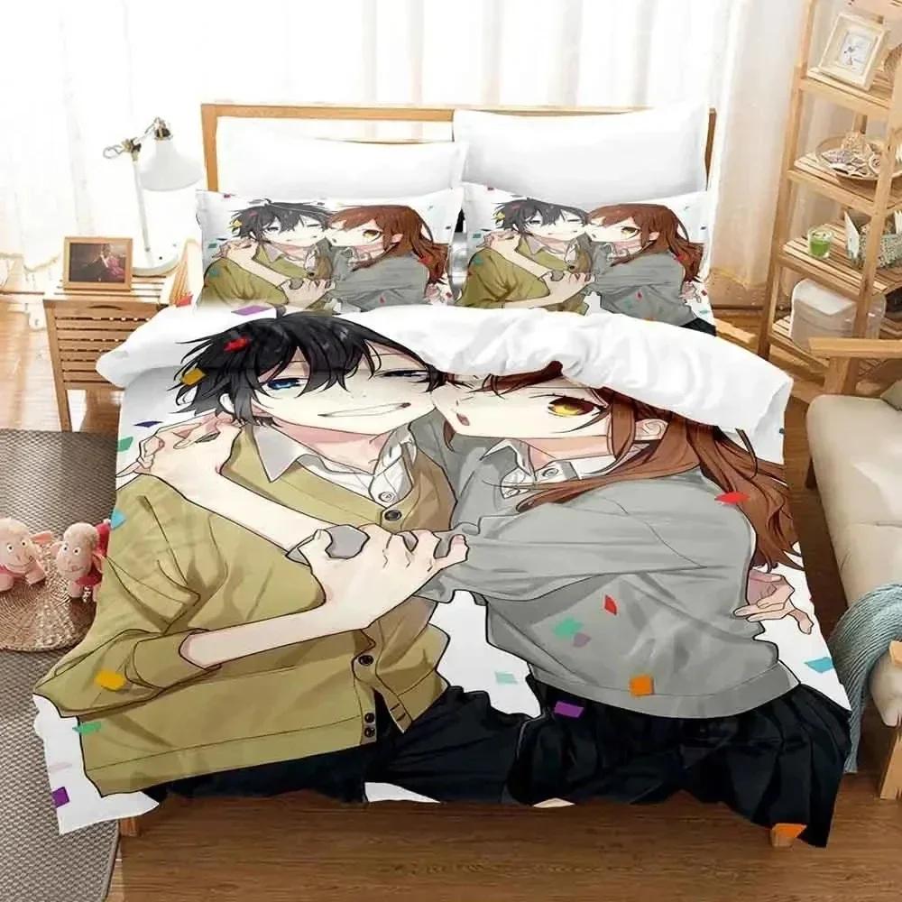 Comforter 3D Anime Hori San To Miyamura Kun Horimiya Printed Bed Set Bedding Set Sheet Full