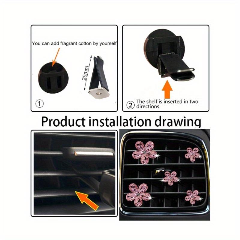 5 Pezzi Decorazione Strass a Forma di Fiore Cristallo Artificiale Clip per Bocchetta Aria Auto