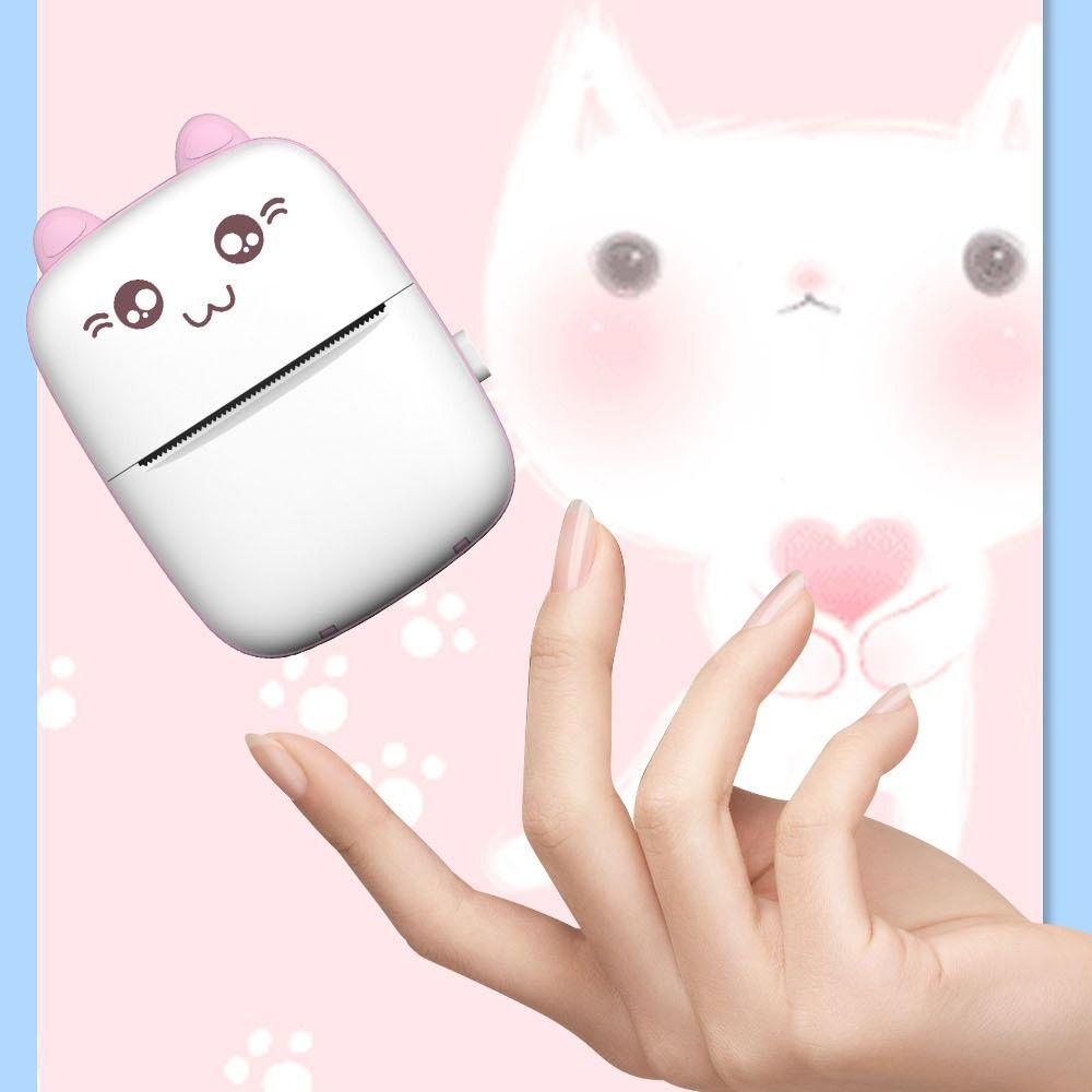 Cat Shaped Pocket Thermal Label Printer Lightweight Wireless Bluetooth Printer  Office