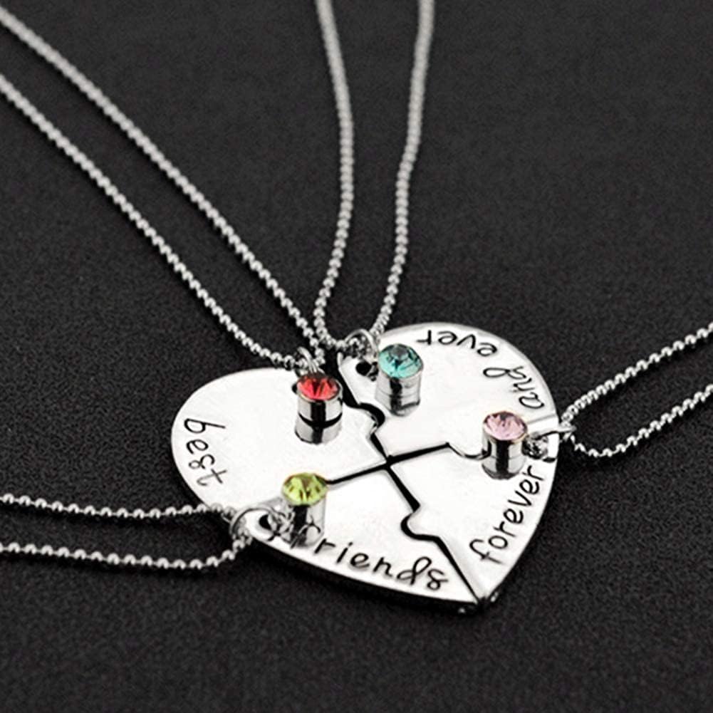 SIVITE Best Friends Forever and Ever Necklace with Crystal Broken Heart Charm Pendant Set Friendship Necklace