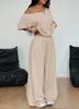 Women's Drop Shoulder Short Sleeve T-Shirts Loose Fit Wide Leg Pants Sets Casual Two Piece Outfits