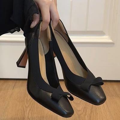 New Women's Retro Round Toe Elegant High Heels Ladies Cross Straps Shallow Party Dress Shoes Women Pumps Zapatos De Mujer
