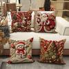 Conjunto de 4 Capas de Almofada de Natal com Designs de Papai Noel, Boneco de Neve e Renas para Decoração de Sala de Estar e Quarto