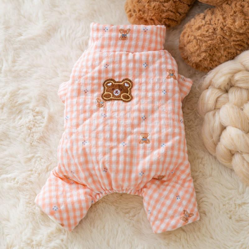 Hundemantel aus dicker, warmer, gesteppter Baumwolle mit Taschen, Traktion für vierbeinige Hunde, Teddybär, Bigbear