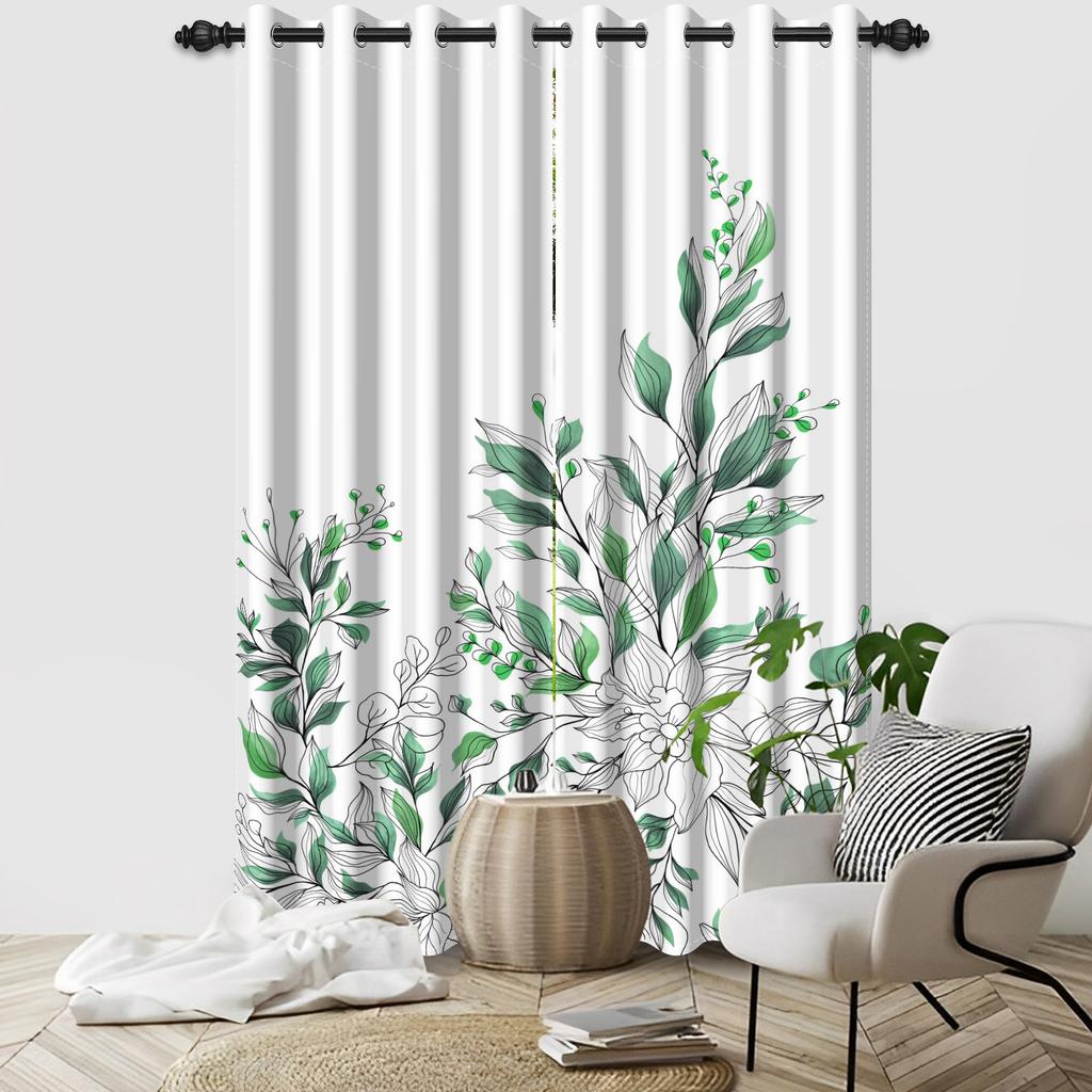 2Pcs Modern 100% Blackout Curtains Uv Protection Heat-Resistant Light-Blocking Drapes Living Room Bedroom Hotel Window Curtains