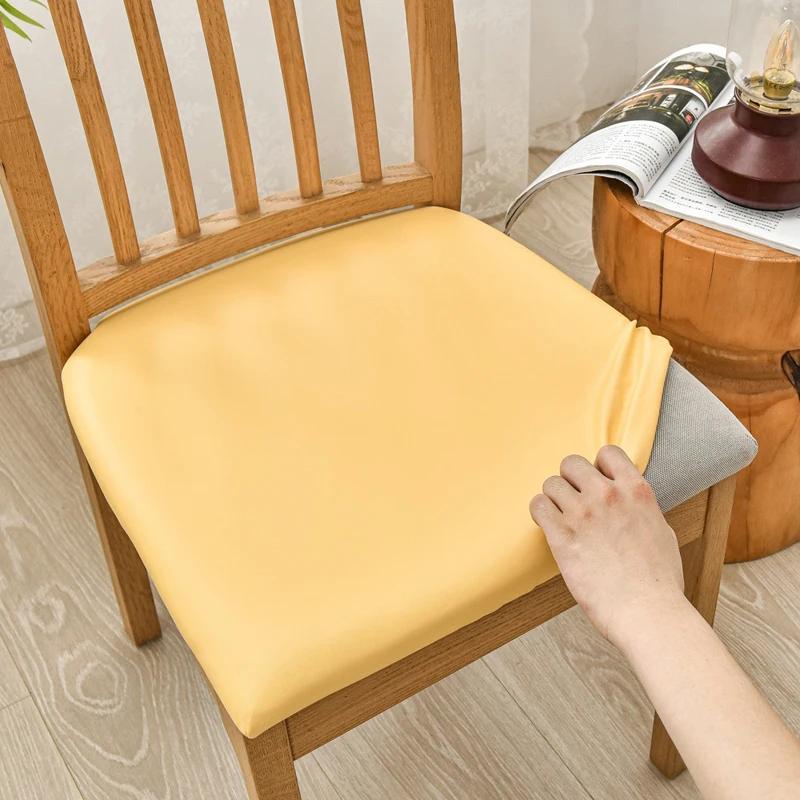 1pc Waterproof Pu Chair Cushion Cover For Kitchen Dining Room Leather Seat Cover Dining Room Chair Seat Cushion Cover