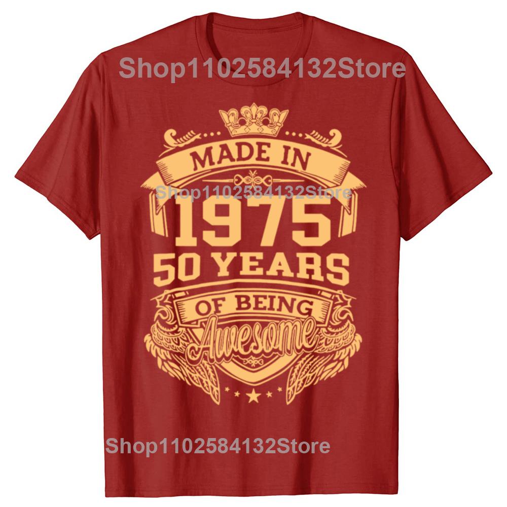 50th Birthday Gift 50 Years Old Vintage 1975 Limited Edition Men T Shirt New Cotton Short Sleeve Funny Father Daddy Tshirts