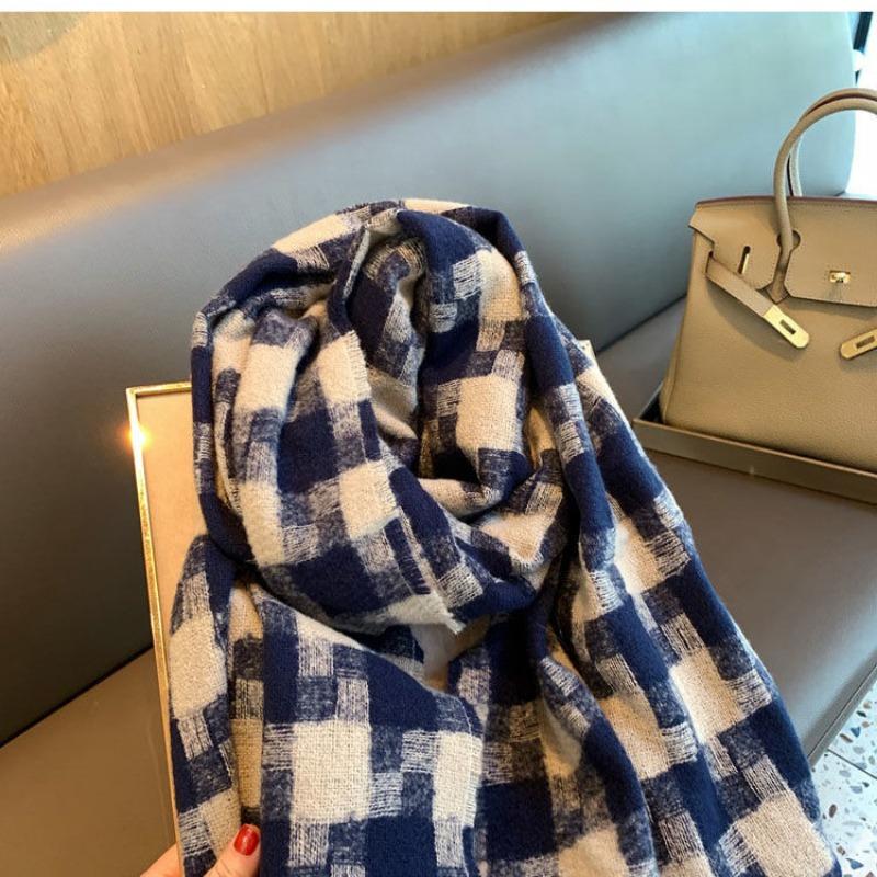 Weicher Schal aus Kaschmirimitat, britischer Nischenstil, warmer und hochwertiger karierter Schal, weibliche Flut