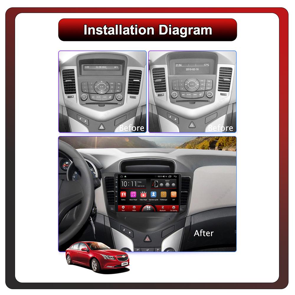 2Din Android Car-Play Car Radio,Chevrolet  Cruze 2008-2012,Multimedia Player Head Unit Stereo GPS Navigation BT WIFI,1+16GB