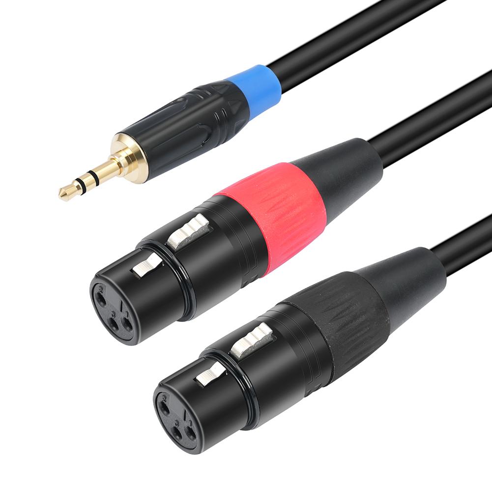 1/2/3M 3.5mm To Dual Female XLR Y-Splitter Cable 3.5mm To Dual XLR Stereo Cable 1/8 Inch Mini Jack To 2 XLR Y Splitter Adapter