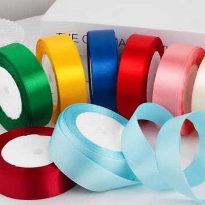 25 yards/rulle 2,5 cm siden satinband Handgjorda hantverksmaterial Julparty DIY Presentförpackning Fest Bröllop Dekorativ