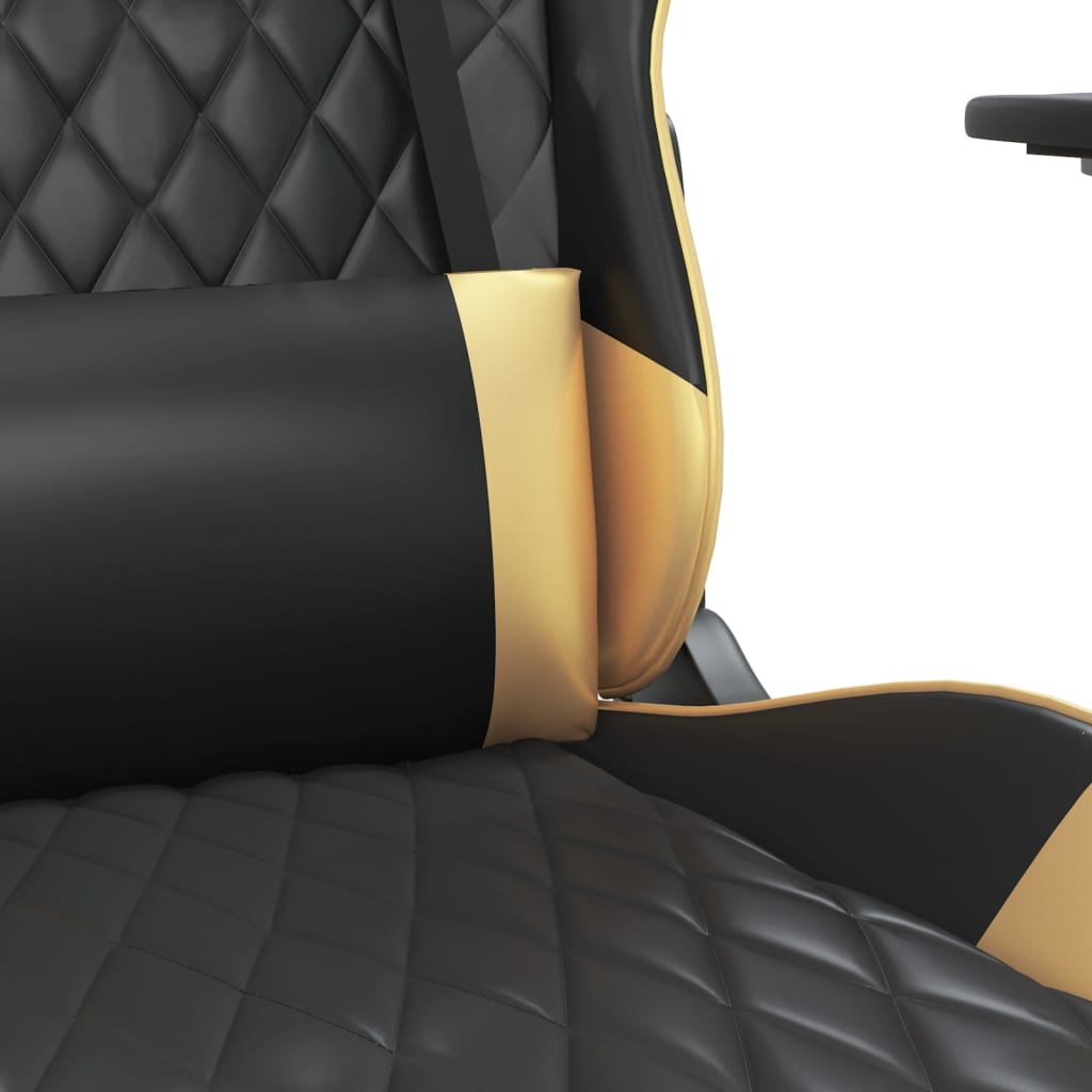 Gaming Chair In Black and Gold Artificial Leather