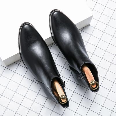 Spring and Autumn New Fashion Pointed Leather Boots Green Outer Wear Personalized Color Polishing Martin Boots Men's High Top Sleeve Casual Shoes