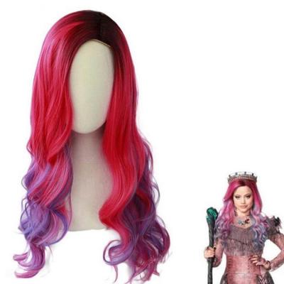 Anime Women Audrey Long Wig Cosplay Descendants 3 Costume Mixed Colors Heat Resistant Synthetic Hair Adult Curly Wigs