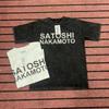 Mens Vintage Washed Black Satoshi T-shirts Colorful Rhinestone Letter Print Oversized Street Style Short Sleeve Cotton Top Tee T260727