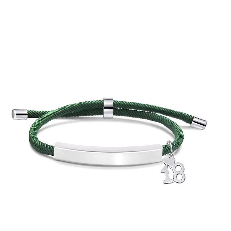 Multi-color Engravable Stainless Steel Bracelet with Number 16 Charm