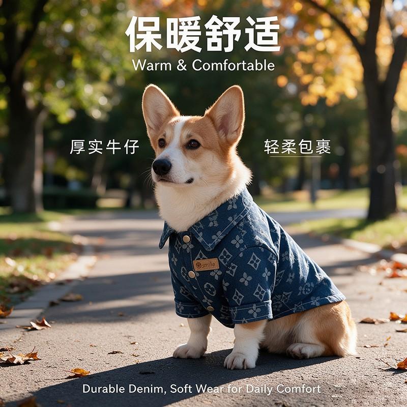 Dog Denim Shirt Pet Clothes Small Medium Large Dogs Winter Warm Outfit