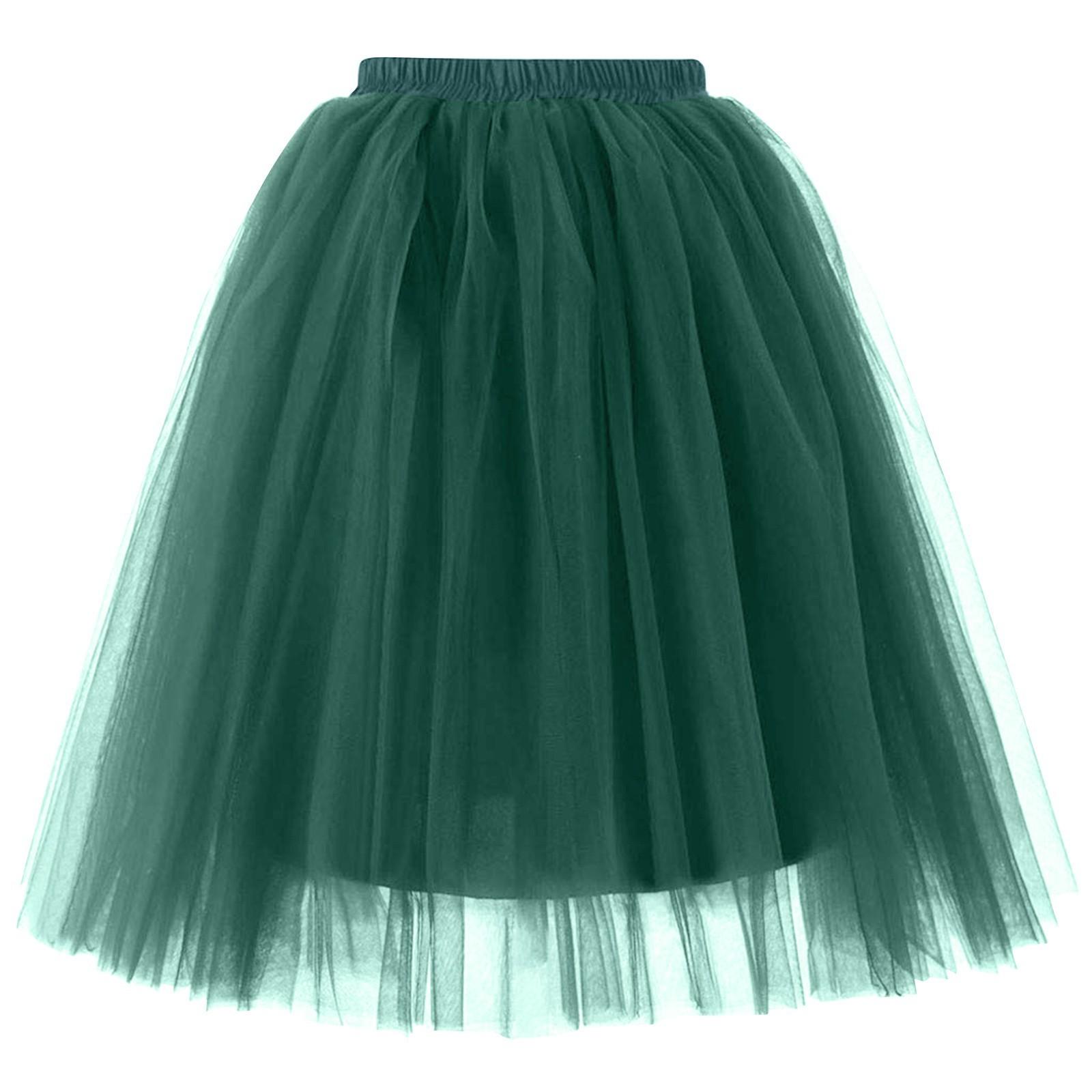 

Женская модная однотонная юбка-полусолнце, юбка-фонарик для вечеринки, юбка-фонарик из пятислойной сетки M темно-зеленого