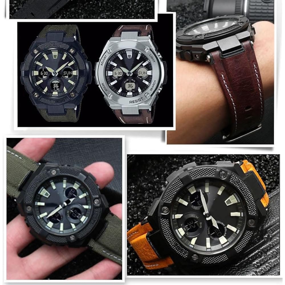 Applicable to Casio and 26x14mm watch band GST-W120L/S120/W130L/S100/S110 bracelet nylon & leathe...