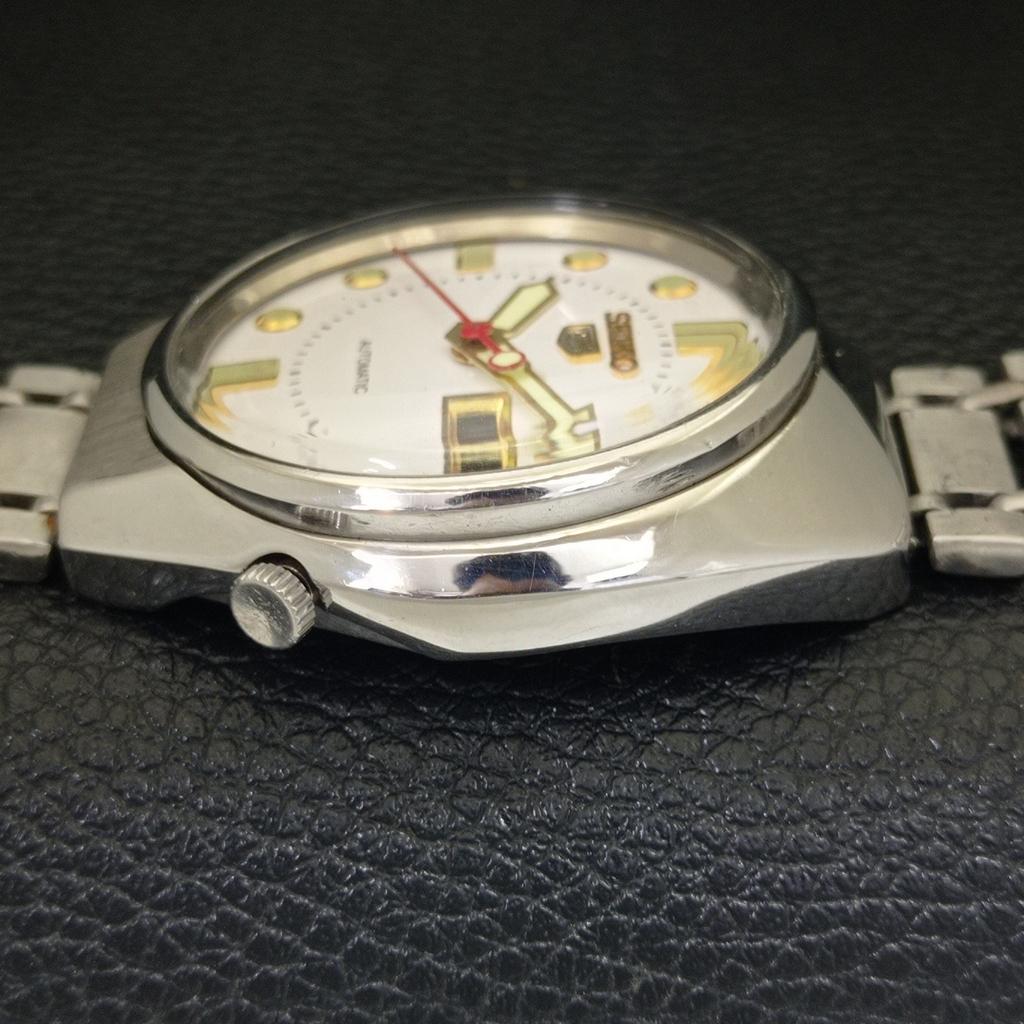 GENUINE VINTAGE SEIKO 5 AUTOMATIC JAPAN 6119C MENS WHITE DIAL WATCH a702401-5 R124-a702401