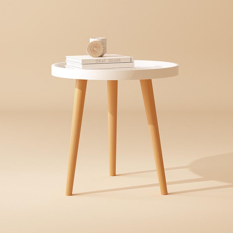 Nordic Small Round Coffee Table with Solid Wood Legs - Ideal for Living Rooms and Apartments