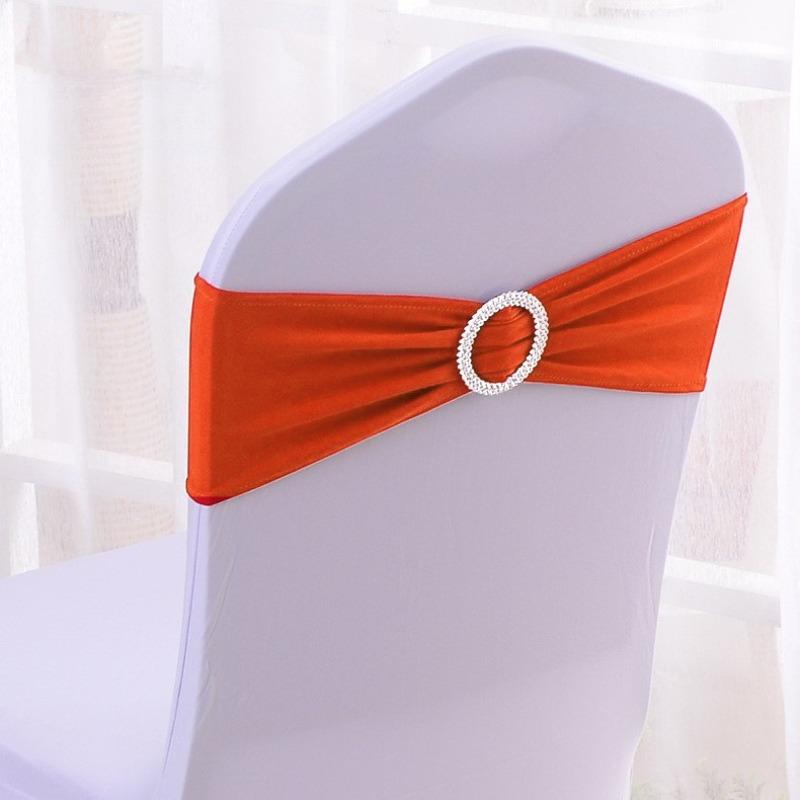 Wedding Decoration Birthday Party Chair Cover Elastic Hoop Bow Tie Elastic Fabric with Circular Buckle Suitable for All Banquet Chairs in The Hotel
