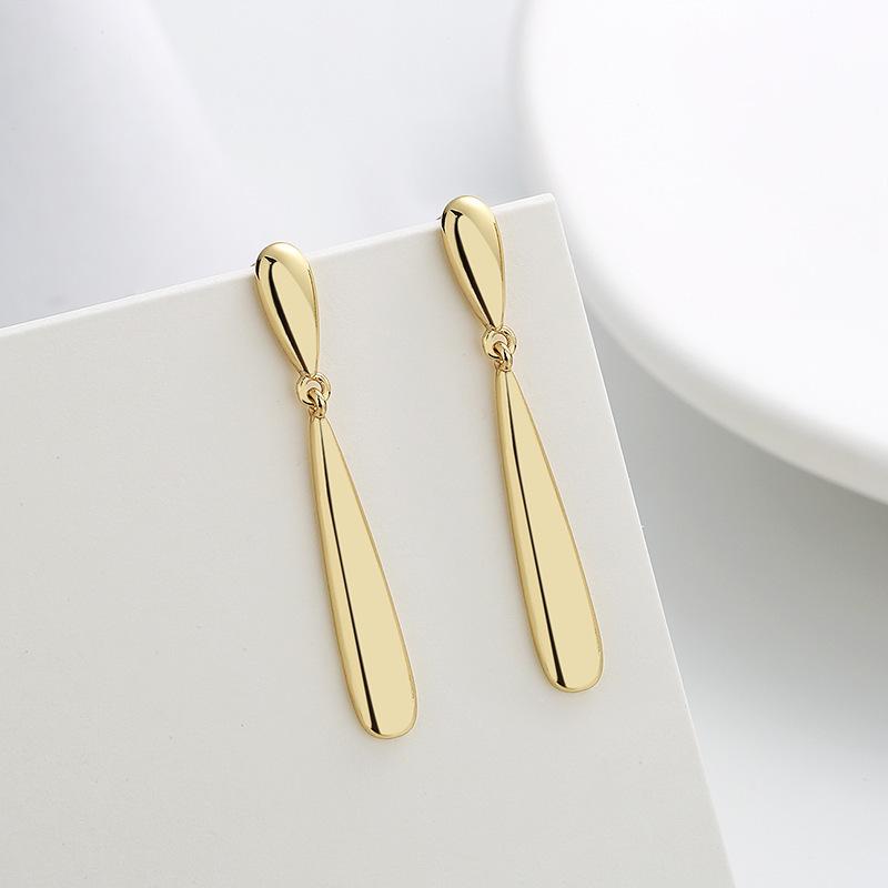 Glossy Geometric S925 Silver Needle Stud Earrings - Simple, Elegant, Cold Style for Women