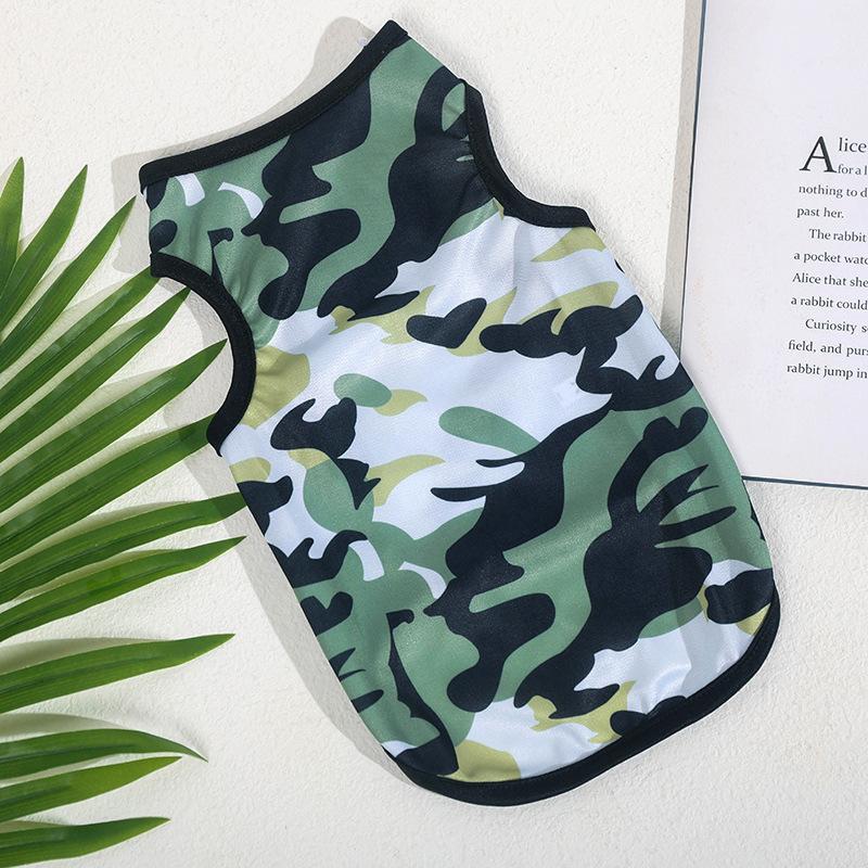 Dog Clothes Pet Sunscreen Clothing Summer New Camouflage Vest Teddy Dog Cat Thin Summer French Vest