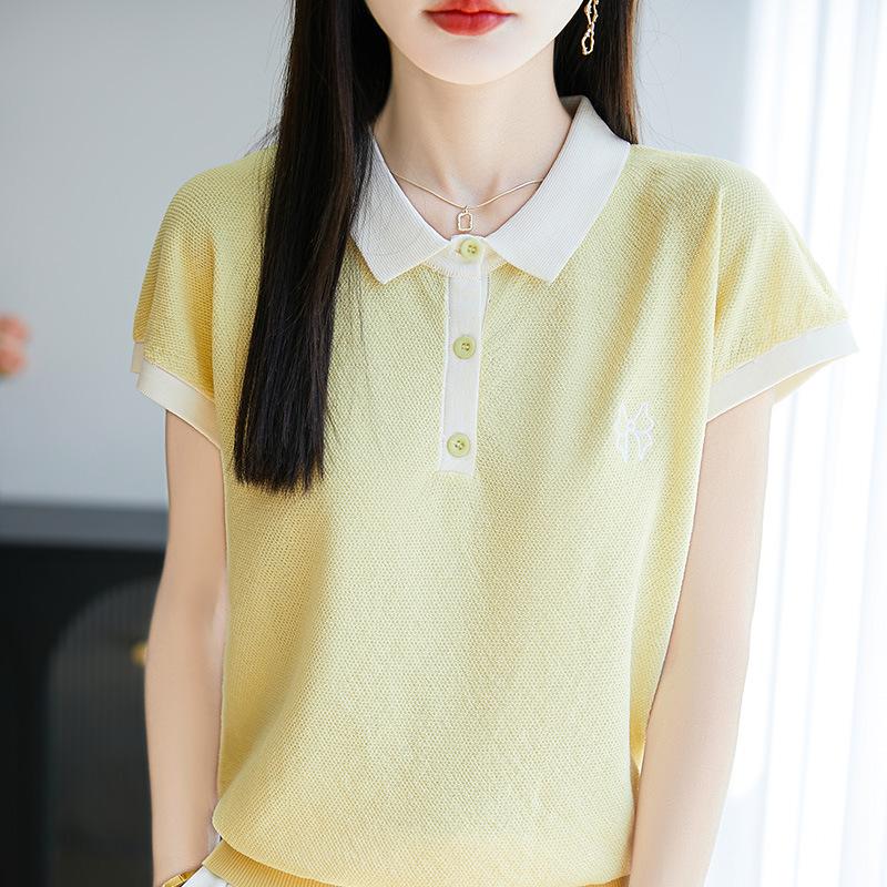 

Футболка-топ для похудения с короткими рукавами и вышивкой в виде банта из трикотажного шелка от Lapel Ice Silk универсальная XXL