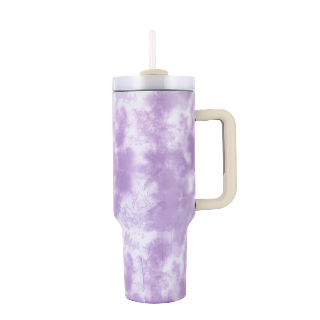 Car Cup with Straw Ice Tyrant Cup Car Thermos Cup Handle Paint Transfer Process Stainless Steel