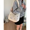 Quilted Embroidered Padded Bag for Women, Simple and Versatile Crossbody Bag, Elegant Down-filled Soft Shoulder Bag, Cute Embroi