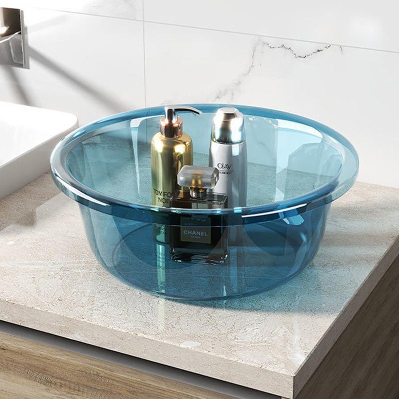 Thick Transparent Multi-Purpose Plastic Basin for Washing Clothes, Feet, and Faces Transparent Basin 26*9 синий