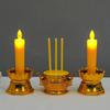 Plastic Lotus Candle Set Gold White Electronic Candlestick Set  Desktop Ornament