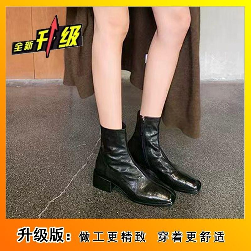 Foreign style looks good, new French ankle boots, women's autumn and winter new medium-high heel elastic thin boots, socks and boots.