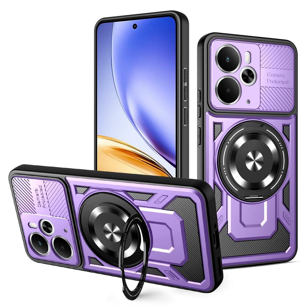 Dla Realme 14 5G Etui Magnetyczne Obrotowa Podpórka TPU+PC Pokrowiec na Telefon