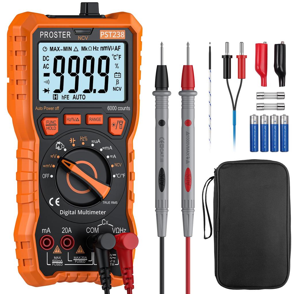 Proster Digital 6000 True Temperature Measurement Tester with Test Leads and Alligator High Japanese Instruction Manual Included Multimeter, Count,