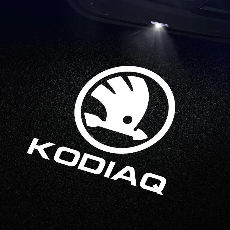 2025 New 2Pcs Car Door Welcome Lights Logo Projector Lamp Decorative Accessories For skoda Superb SUPERB Superb Octavia Fabia Ro 8G