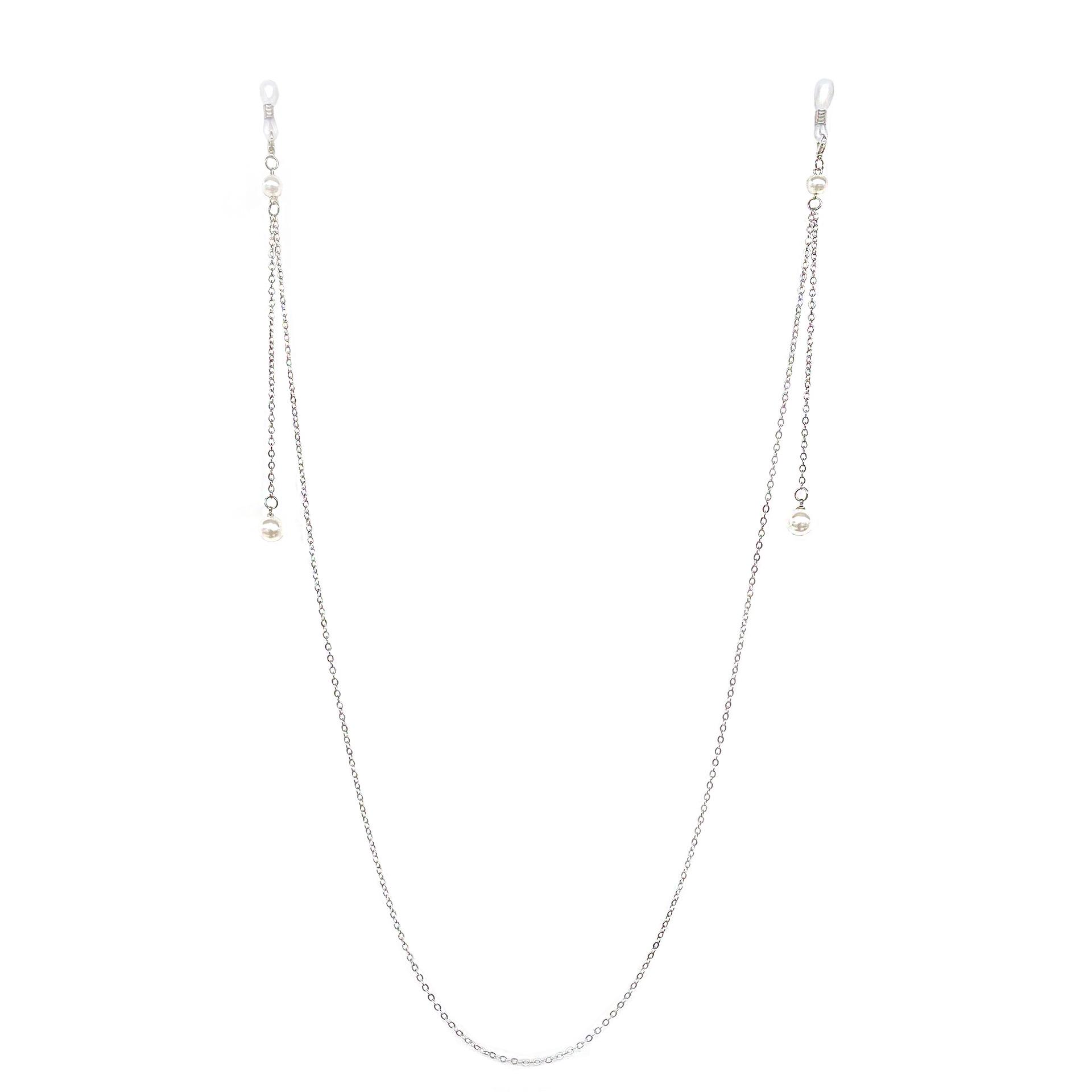 

Корейская ретро-цепочка двойного назначения для инфлюенсеров: Жемчужное ожерелье-подвеска и держатель для маски/очков от потери белый