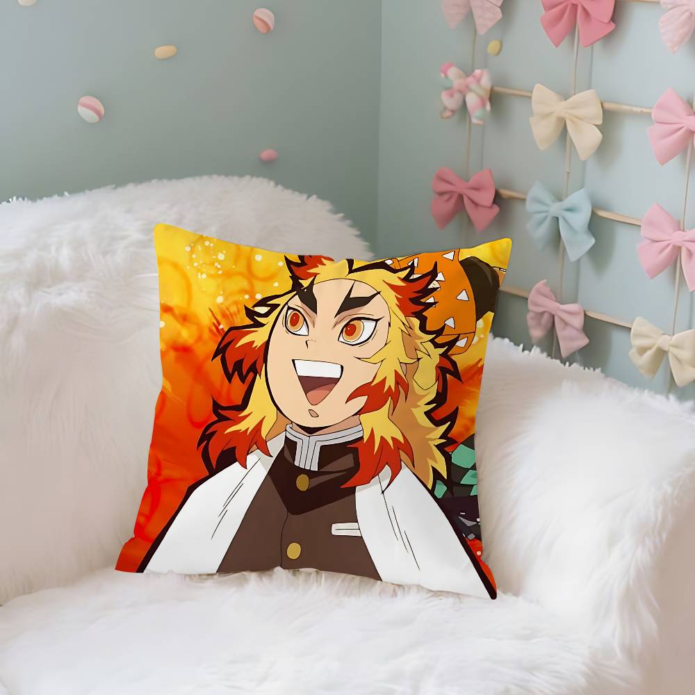 

RRengokus KKyoujurous Case Plush Fabric Soft Pillowcase Double Sided Print Cushion Cover Household Gifts 40X40cm