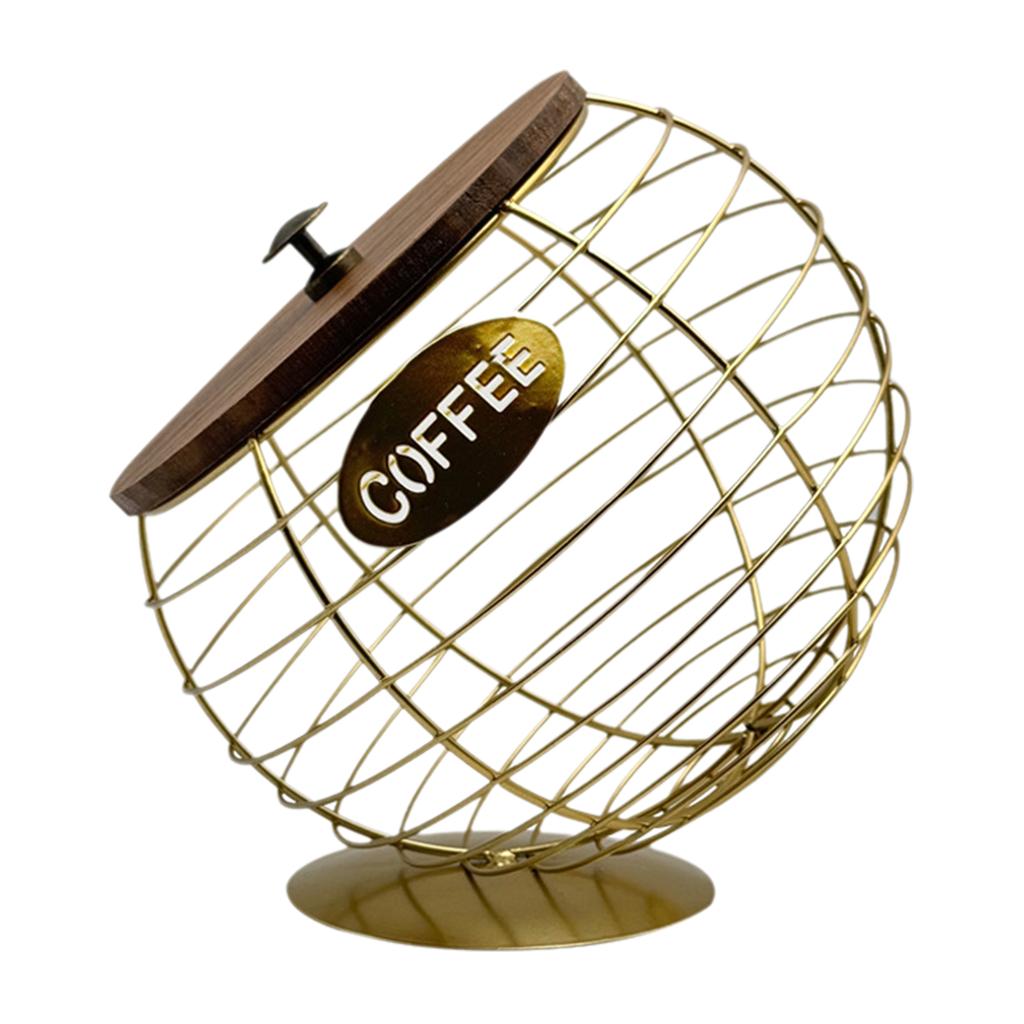 Iron Art Fruit Storage Basket Large Capacity Coffee Capsules Organizer Espresso Pods Dispenser for Kitchen Countertop