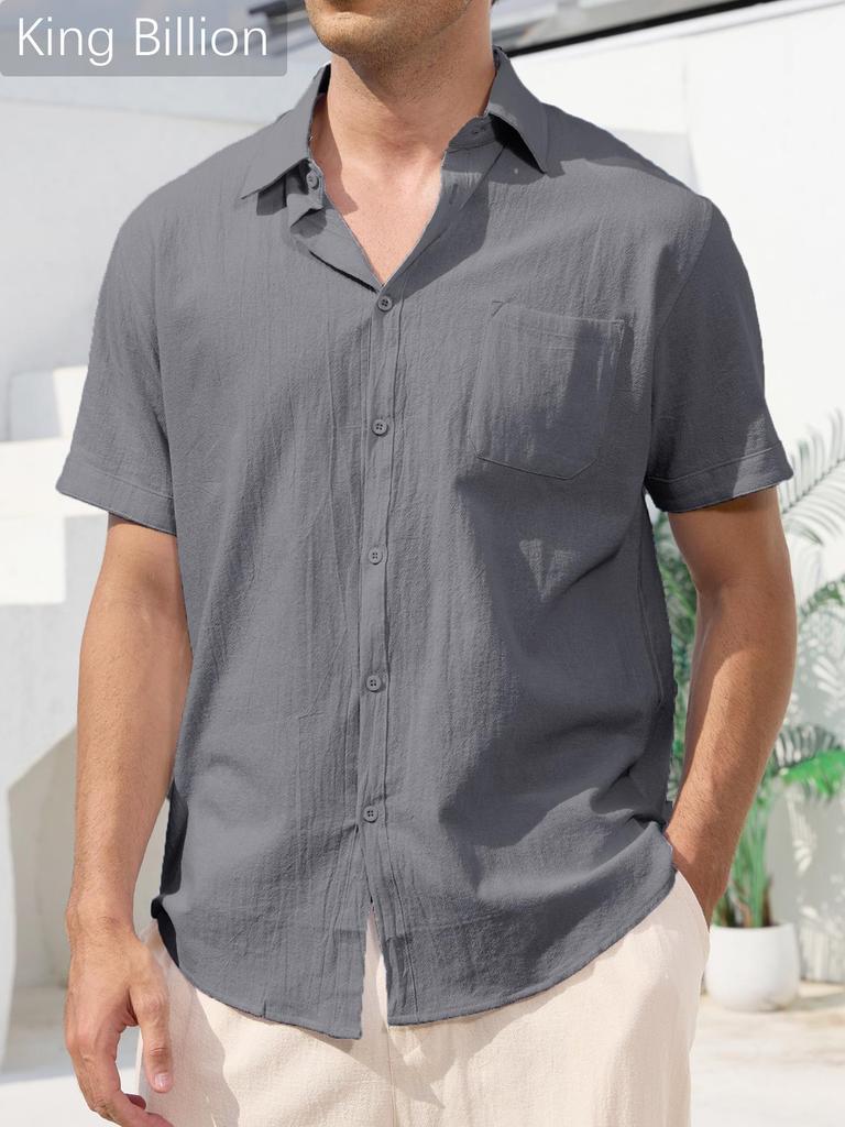 Stilvolles Herren Kurzarmhemd Unifarben Reverskragen Leicht Atmungsaktiv Perfekt für Freizeit und Alltag