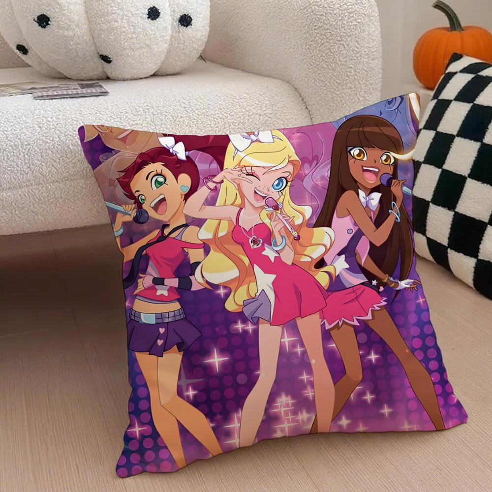 Magical Musical French Anime LLoliRock Cushion Cover Throw Pillow Cover Hidden Button Durable Polyester Chair Cushion