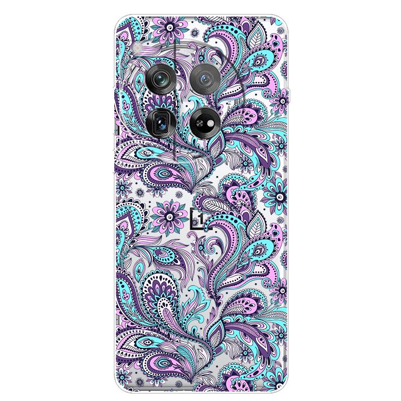 For OnePlus 12 Case 12R 5G Flower Clear TPU Soft Silicone Transparent Back Case for One plus 12R Cover on for Oneplus12 5G Coque