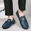 Crocodile Pattern Gommino Lazy Driving Shoes British Casual Shoes Genuine Leather Men's Shoes