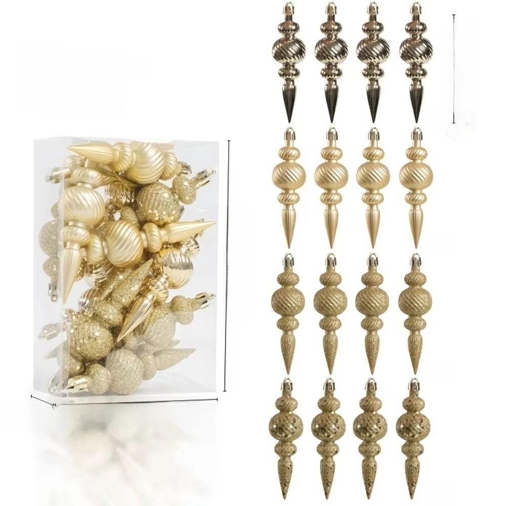 16 Stück 16 Stück/Karton Weihnachts-Hängekugeln mit Aufhängeseil Goldpuder Weihnachtsbaumschmuck Multifunktional Sonderform