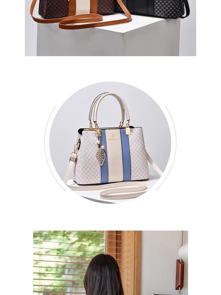 Korean Style Color Block Print Women's Large Capacity Shoulder Crossbody Handbag