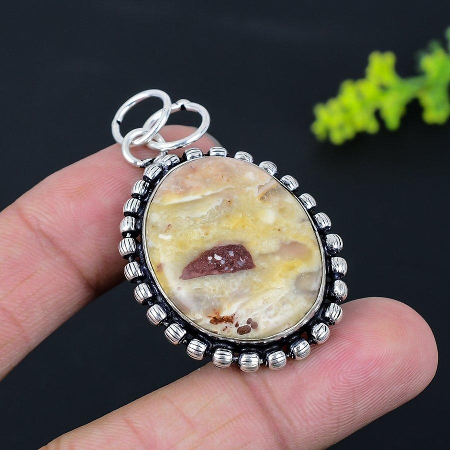 Wild Horse Gemstone Handmade 925 Sterling Silver Gift Jewelry Pendant 2.13" J2H77